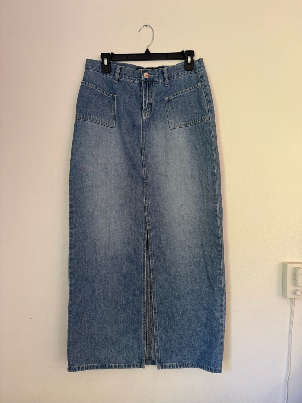 Blue Denim Midi Skirt with Front Slit Dress size Medium